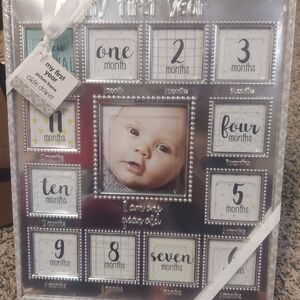 Silver Baby's First Year Photo Frame